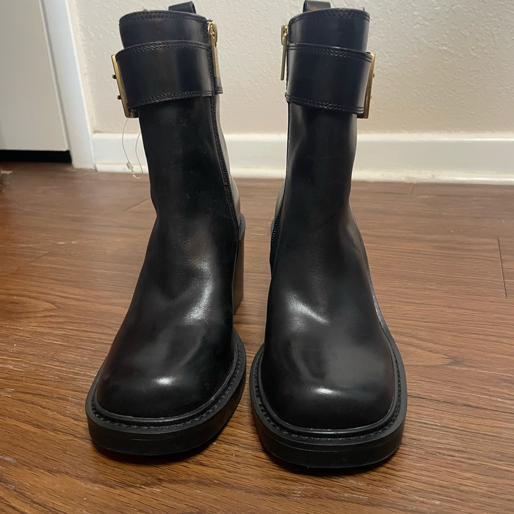 Vince Camuto Bembonie Leather Moto Boots Black Quiet Luxury Size 5 NWOT - Picture 7 of 10